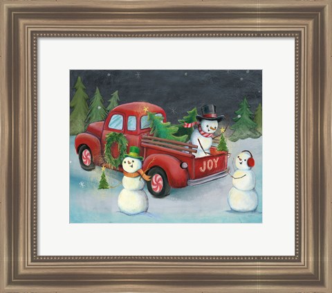 Framed Christmas on Wheels II Light Print