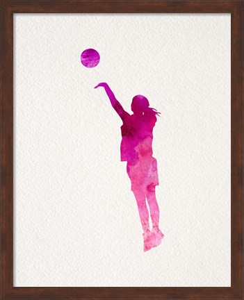 Framed Basketball Girl Watercolor Silhouette Part IV Print