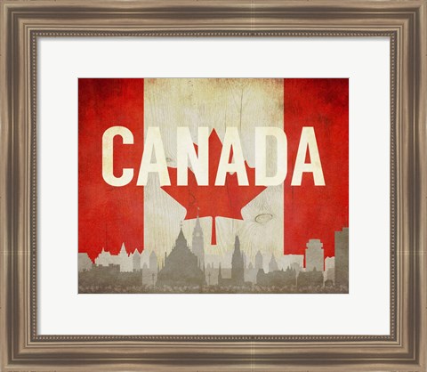 Framed Ottawa, Canada - Flags and Skyline Print