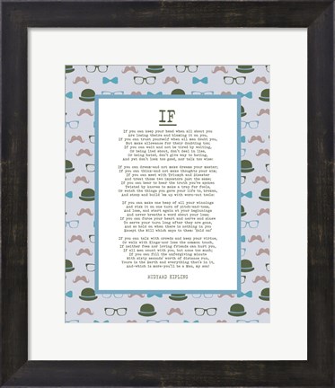 Framed If by Rudyard Kipling - Retro Blue Print