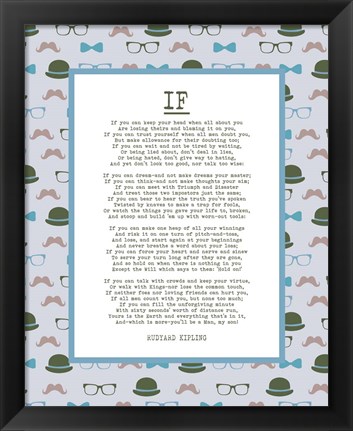 Framed If by Rudyard Kipling - Retro Blue Print