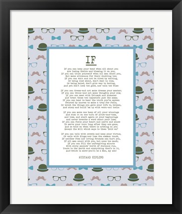 Framed If by Rudyard Kipling - Retro Blue Print