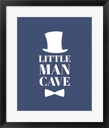 Framed Little Man Cave Top Hat and Bow Tie - Blue Print