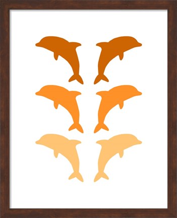 Framed Leaping Dolphins - Orange Print