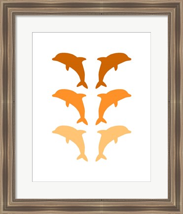 Framed Leaping Dolphins - Orange Print