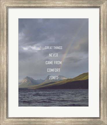 Framed Great Things Never Came From Comfort Zones Strength - Rainbow Print