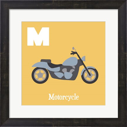 Framed Transportation Alphabet - M is for Motorcycle Print