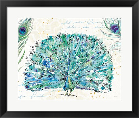 Framed Peacock Garden IX Purple Print