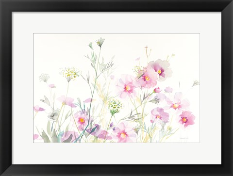 Framed Queen Annes Lace and Cosmos on White Print