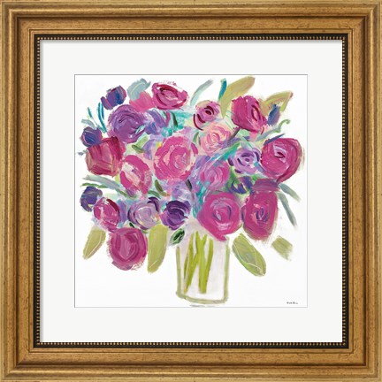 Framed Pink Roses on White Print