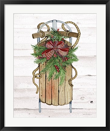 Framed Holiday Sports II on White Wood Print