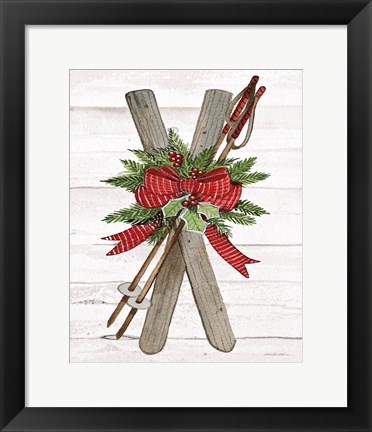 Framed Holiday Sports IV on White Wood Print