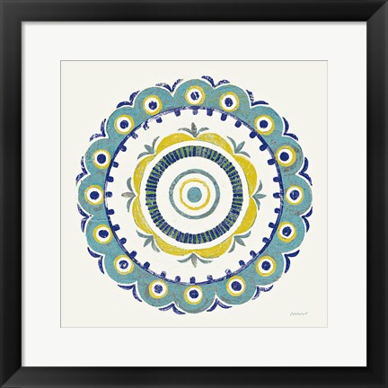 Framed Lakai Circle II Blue and Yellow Print