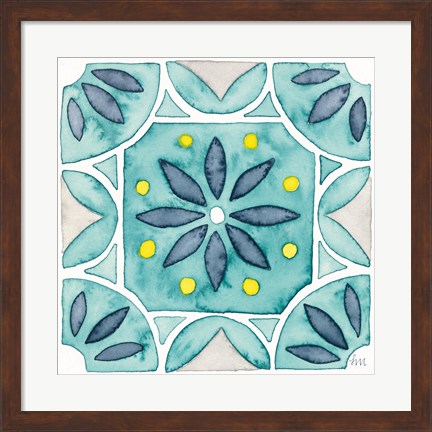 Framed Garden Getaway Tile VIII Teal Print