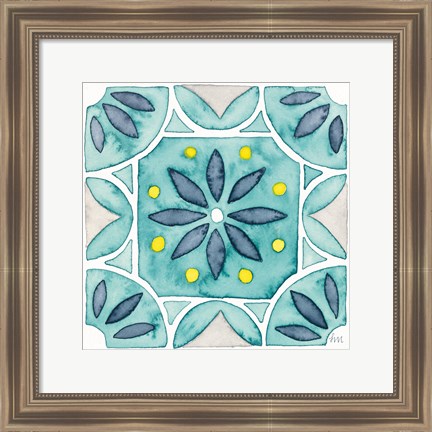 Framed Garden Getaway Tile VIII Teal Print