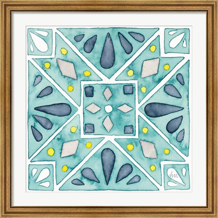 Framed Garden Getaway Tile IX Teal Print