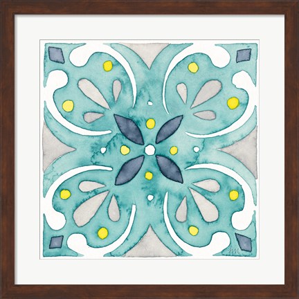 Framed Garden Getaway Tile IV Teal Print