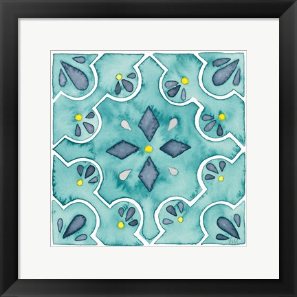 Framed Garden Getaway Tile II Teal Print