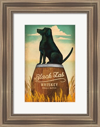 Framed Black Lab Whiskey Print