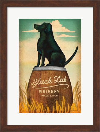 Framed Black Lab Whiskey Print