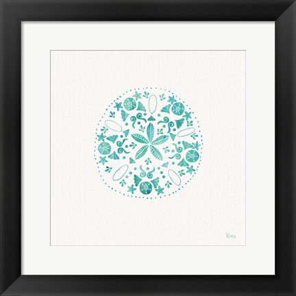 Framed Sea Charms II Teal no Words Print