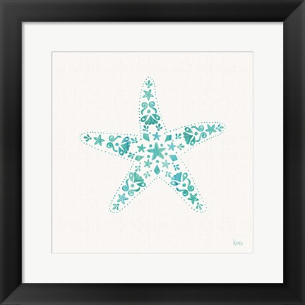 Framed Sea Charms I Teal no Words Print