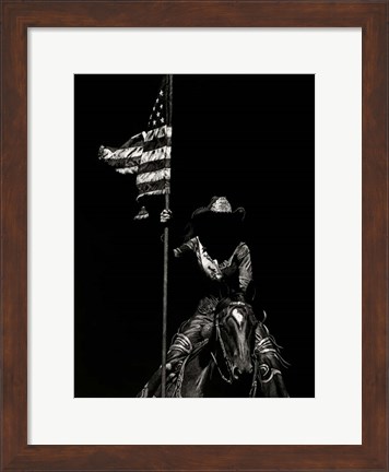 Framed Scratchboard Rodeo VI Print