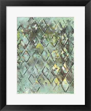 Framed Lattice in Green I Print