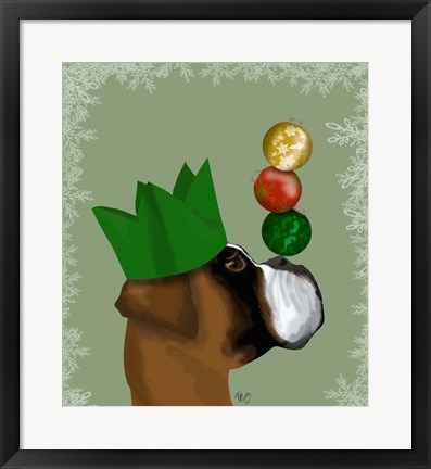 Framed Boxer, Party Trick Baubles Print