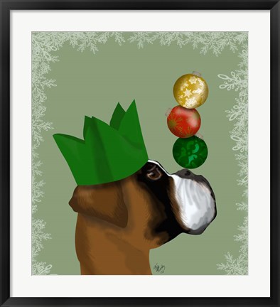 Framed Boxer, Party Trick Baubles Print