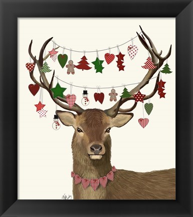 Framed Deer, Homespun Decorations Print