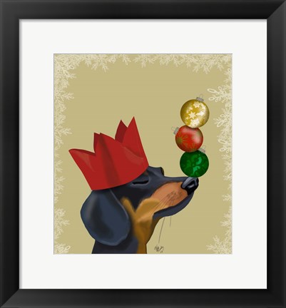 Framed Dachshund, Party Trick Baubles Print