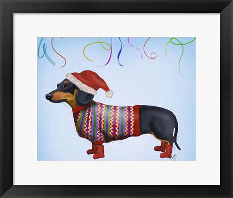 Framed Christmas Dachshund Print