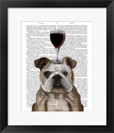 Framed Dog Au Vin, English Bulldog Print