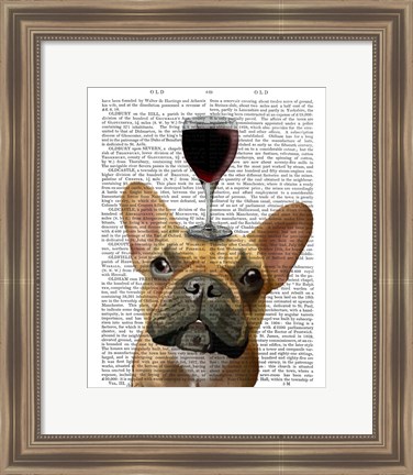 Framed Dog Au Vin, French Bulldog Print