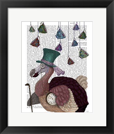 Framed Dodo with Hanging Teacups Print