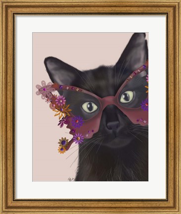 Framed Cat and Flower Glasses Print