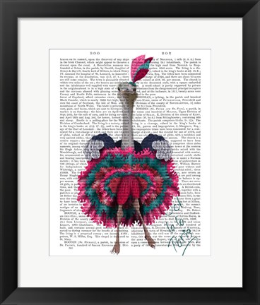 Framed Ostrich, Can Can in Pink and Turquoise Print