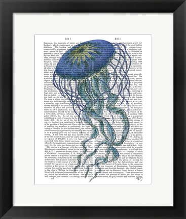 Framed Blue Jellyfish 1 Print