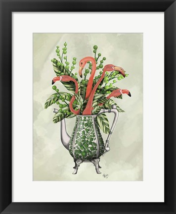 Framed Vase Of Flamingos Print