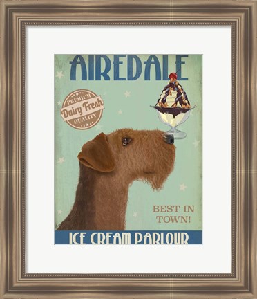 Framed Airedale Ice Cream Print