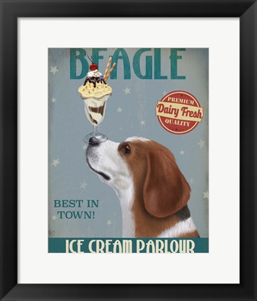 Framed Beagle Ice Cream Print