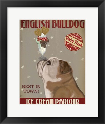 Framed English Bulldog Ice Cream Print