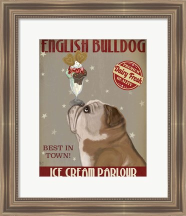 Framed English Bulldog Ice Cream Print