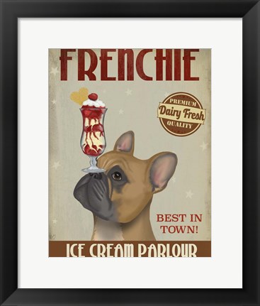 Framed French Bulldog Ice Cream Print