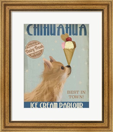 Framed Chihuahua, Long Haired, Ice Cream Print