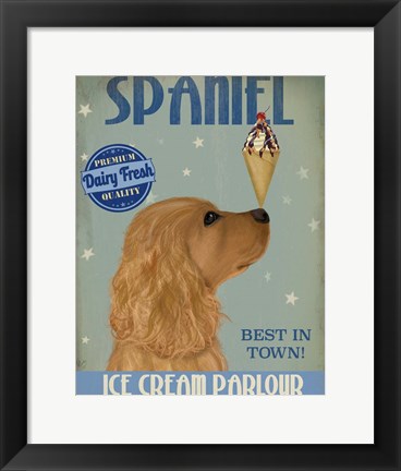 Framed Cocker Spaniel, Golden, Ice Cream Print