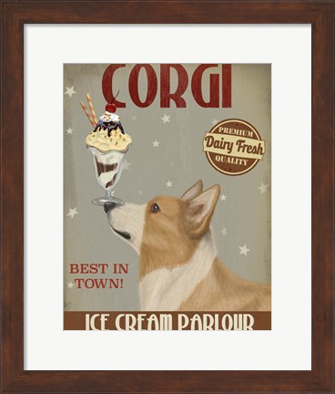 Framed Corgi, Tan, Ice Cream Print