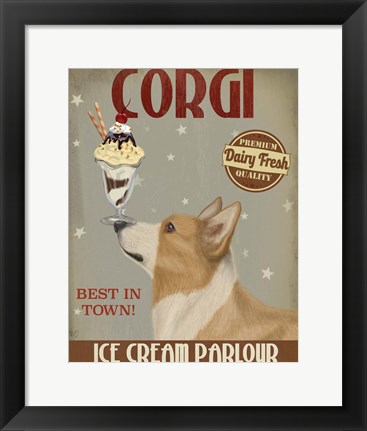 Framed Corgi, Tan, Ice Cream Print