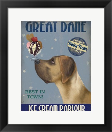 Framed Great Dane, Tan, Ice Cream Print